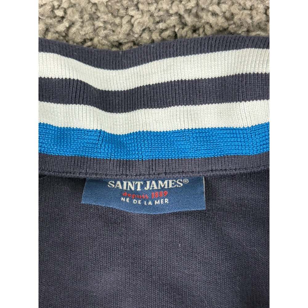 Saint James Mens Navy Blue Quilted Hybrid Full Zip Knit Cardigan Jacket Size S - Picture 2 of 10
